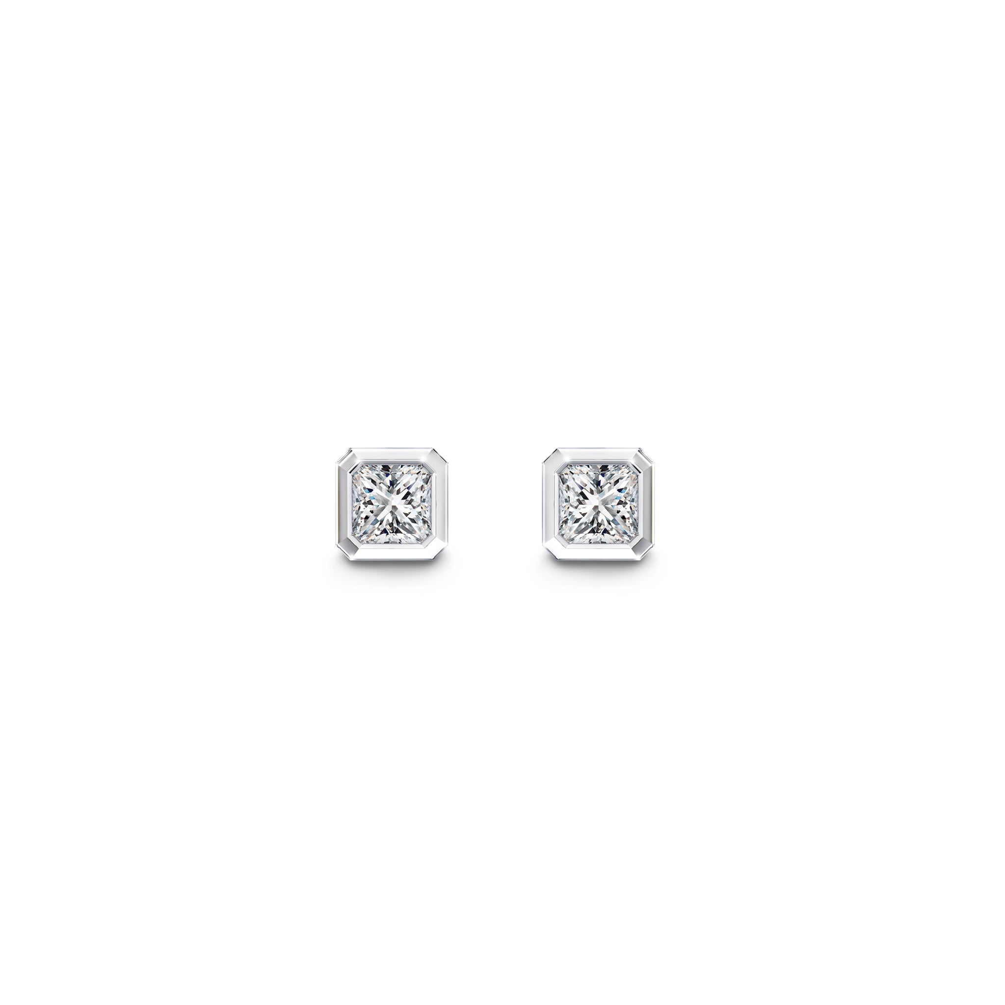 Shimansky - My Girl Diamond Solitaire Tube Set Earrings 0.30ct in 18K White Gold