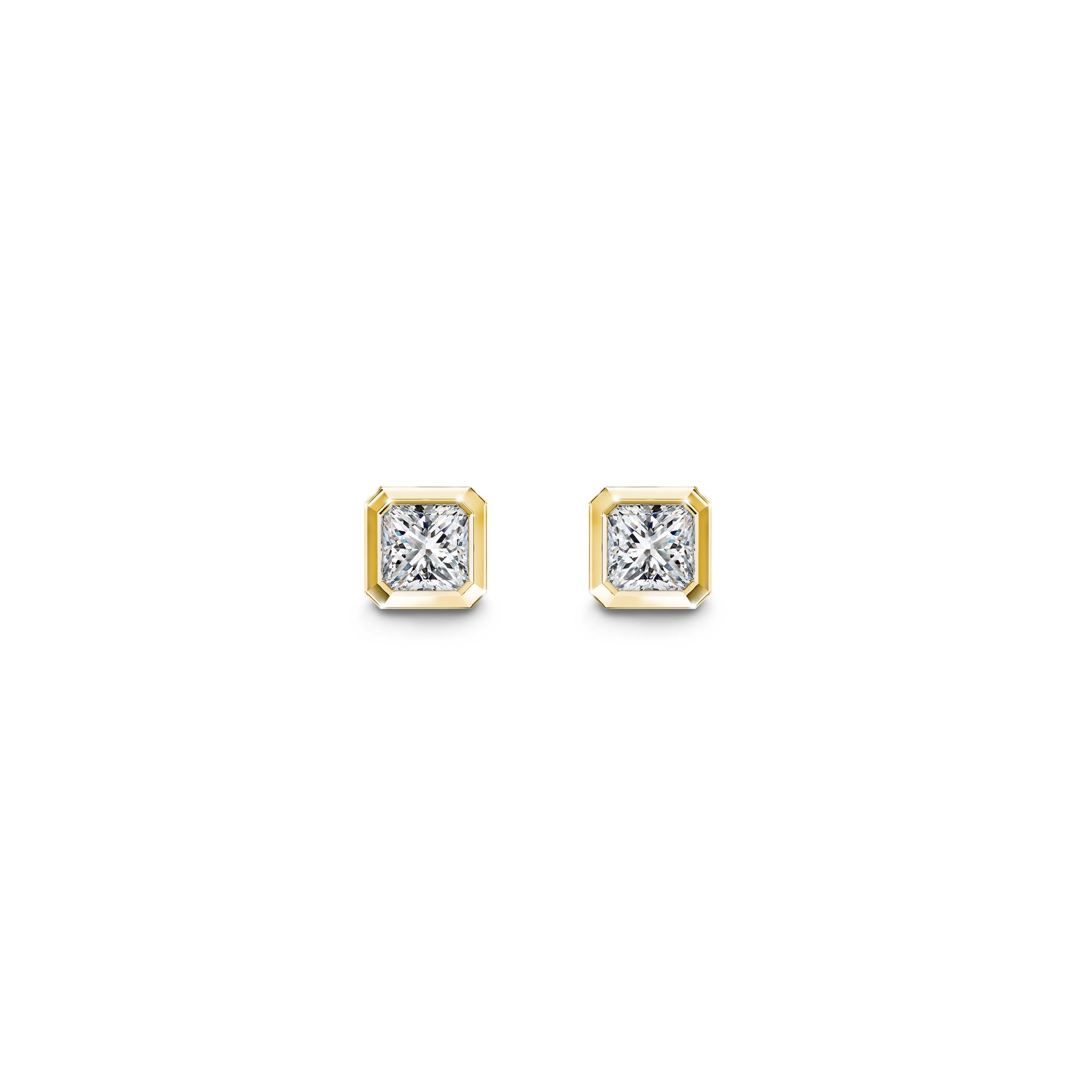 Shimansky - My Girl Diamond Solitaire Tube Set Earrings 0.25ct in 18K Yellow Gold