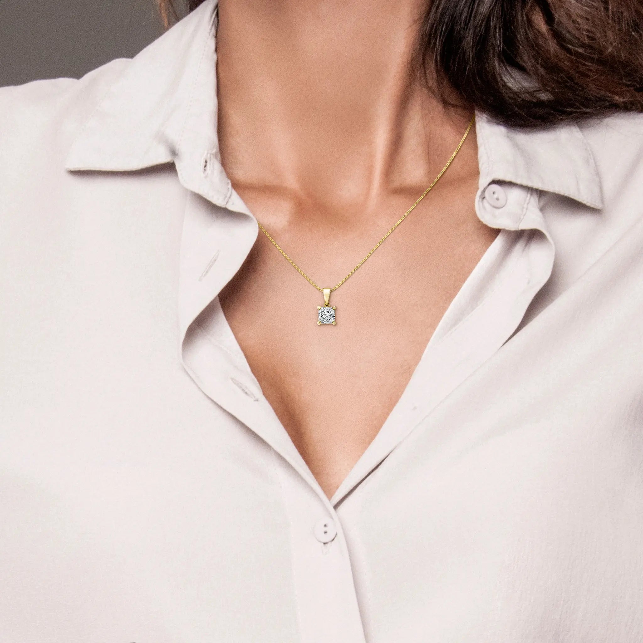 Shimansky - Women Wearing the My Girl Solitaire Diamond Pendant 0.70ct Crafted in 18K Yellow Gold