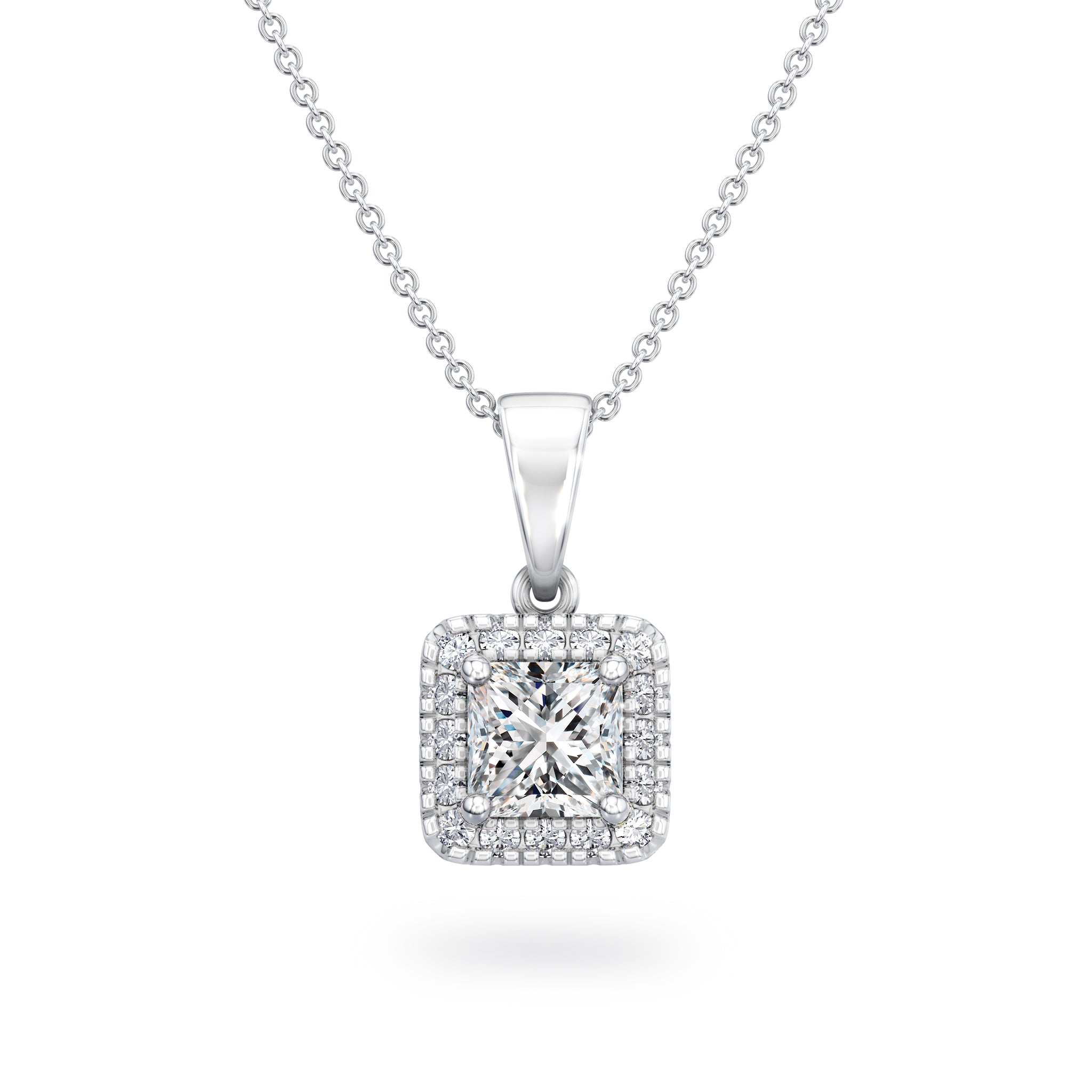 Shimansky - My Girl Diamond Halo Pendant 0.30 Carat Crafted in 18K White Gold