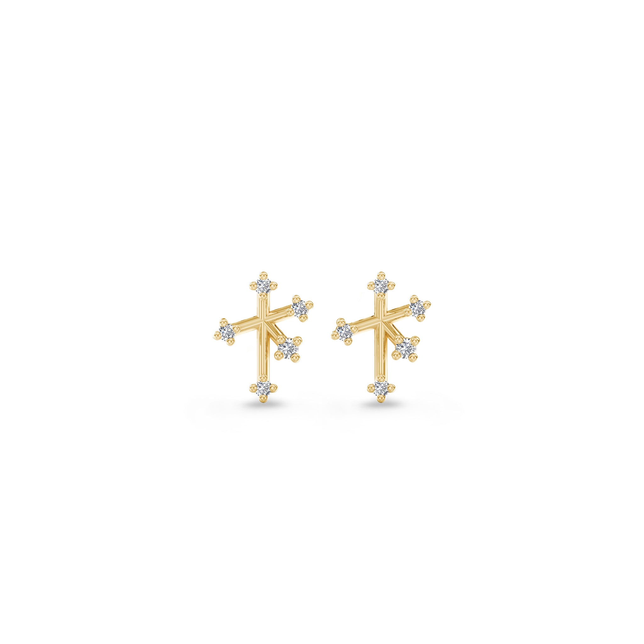 Shimansky - Southern Cross Diamond Stud Earrings Crafted in 14K Yellow Gold