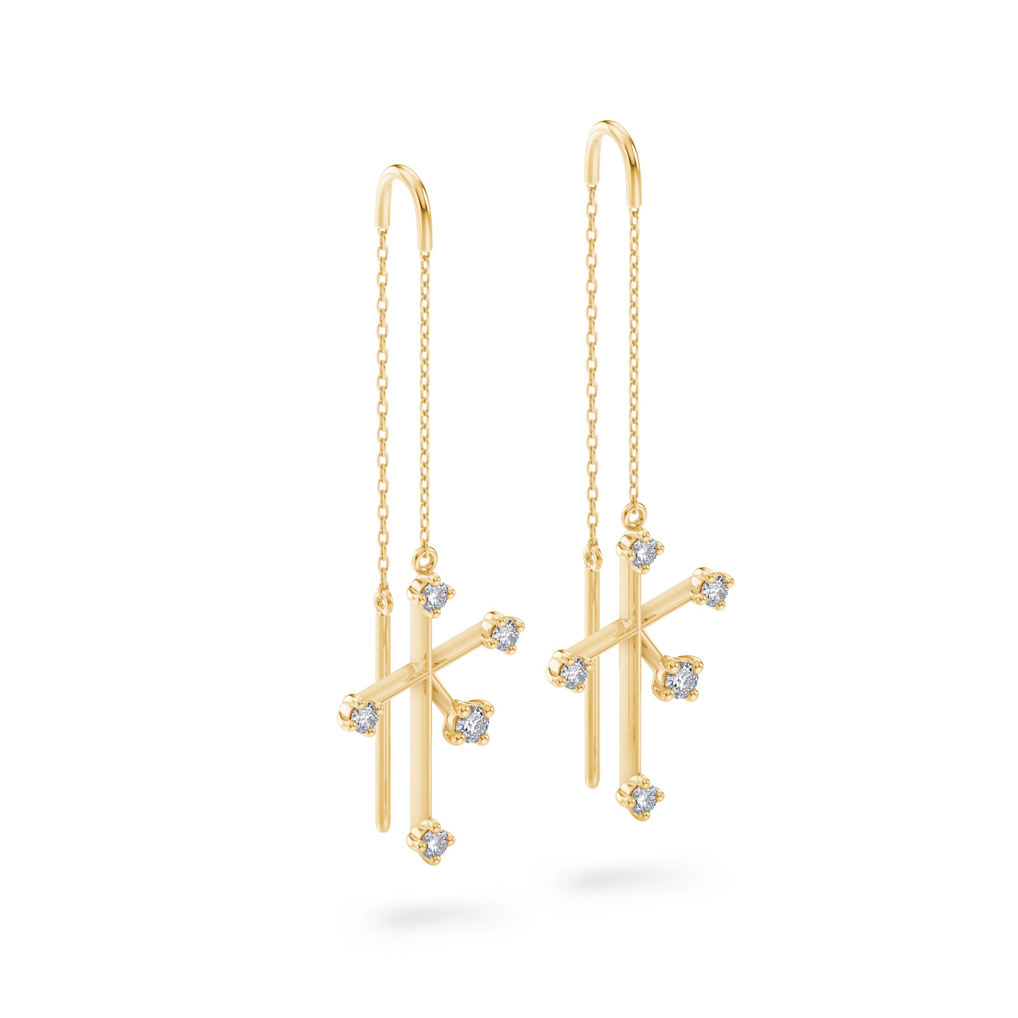 Shimansky - Southern Cross Dangling Diamond Drop Earrings Crafted in 14K Yellow Gold