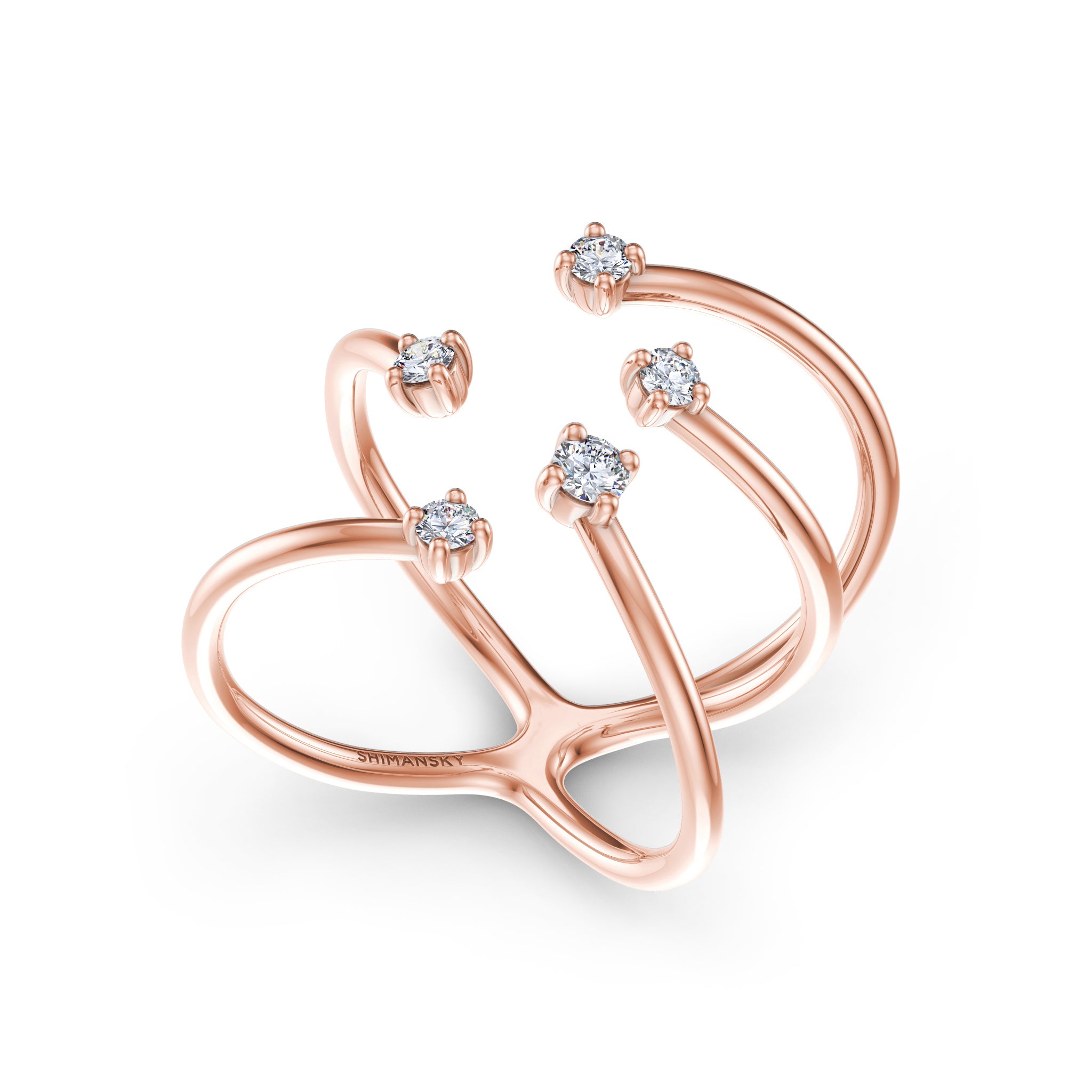 Shimansky - Southern Cross Small Diamond Ring Crafted in 14K Rose Gold