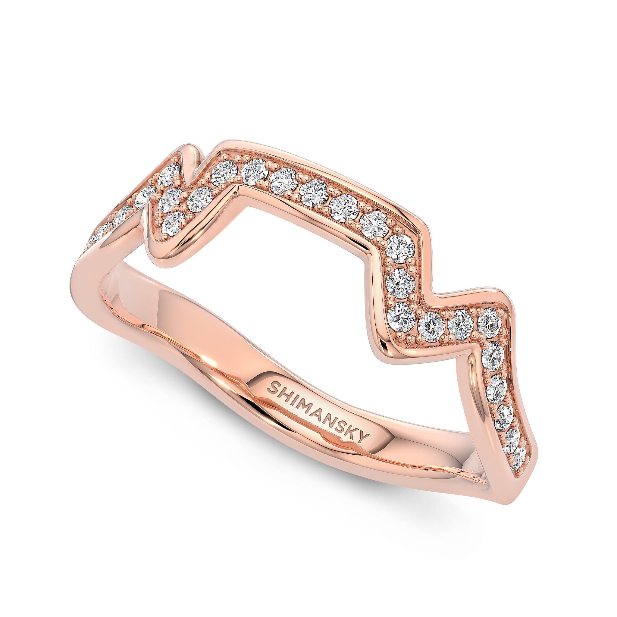 Shimansky - Table Mountain Pave Diamond Ring Crafted in 14K Rose Gold