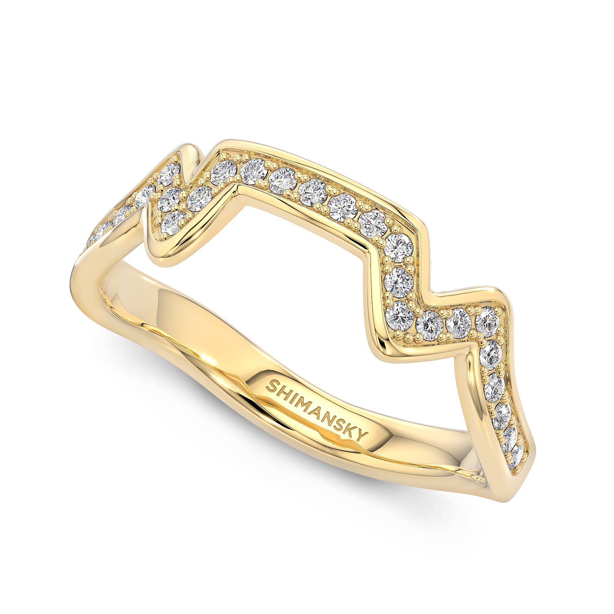 Shimansky - Table Mountain Pave Diamond Ring Crafted in 14K Yellow Gold